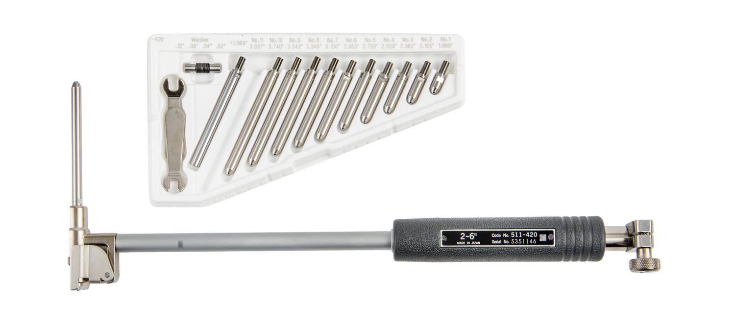 Mitutoyo 511-420 Mechanical Blind Hole Bore Gauge, 2-6" Range, Without Indicator