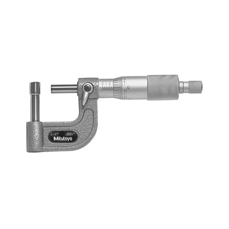 Mitutoyo 115-314 Tube Micrometer Cylindrical Anvil Flat Spindle, 0 to 1”, 0.001”