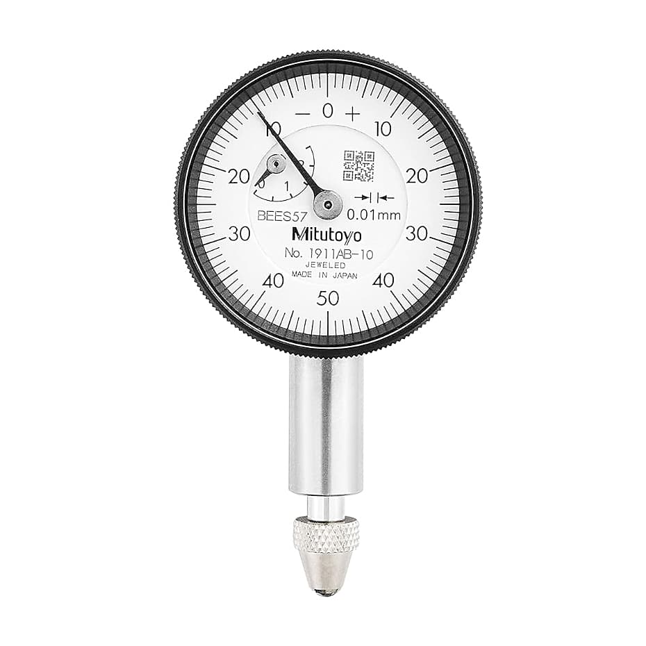 Mitutoyo 1911AB-10 Series 0 Compact Flat-Back Dial Indicator, 0 to 2.5 mm, Metric