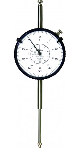 Mitutoyo 3058A-19 Series 3 Large Face Dial Indicator with lug back and jeweled bearing, 50 mm, 8 mm