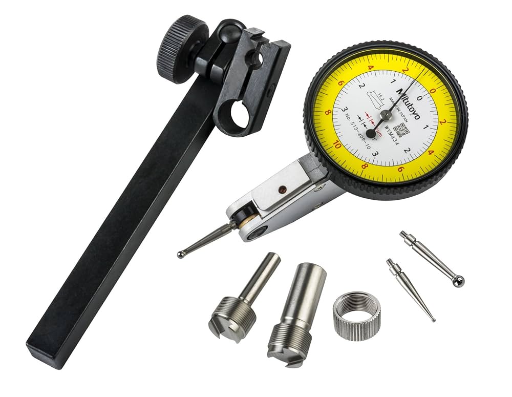 Mitutoyo 513-409-10T Combo Dial Test Indicator, Full Standard Set, 0-.0076"/0.2mm Range