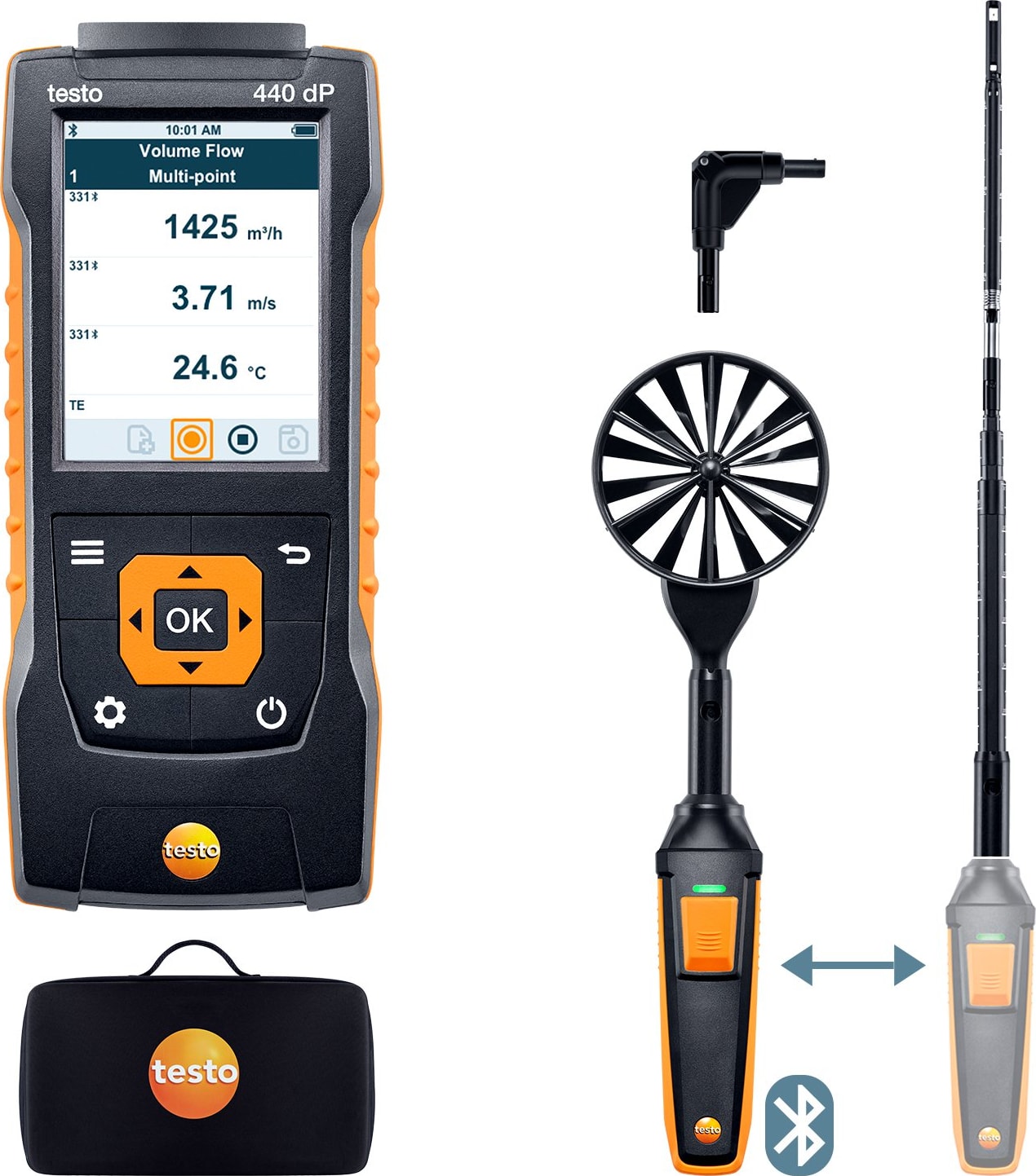 Testo 440 Delta P Kit 1 BT Airflow ComboKit 1 with Bluetooth and Delta P