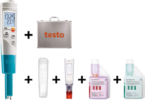 Testo 206 pH1 S-KIT Starter set pH/temperature measuring instrument for liquids