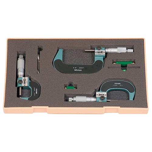 Mitutoyo 193-923 Outside Micrometer Set, 0 to 3", 0.0001"