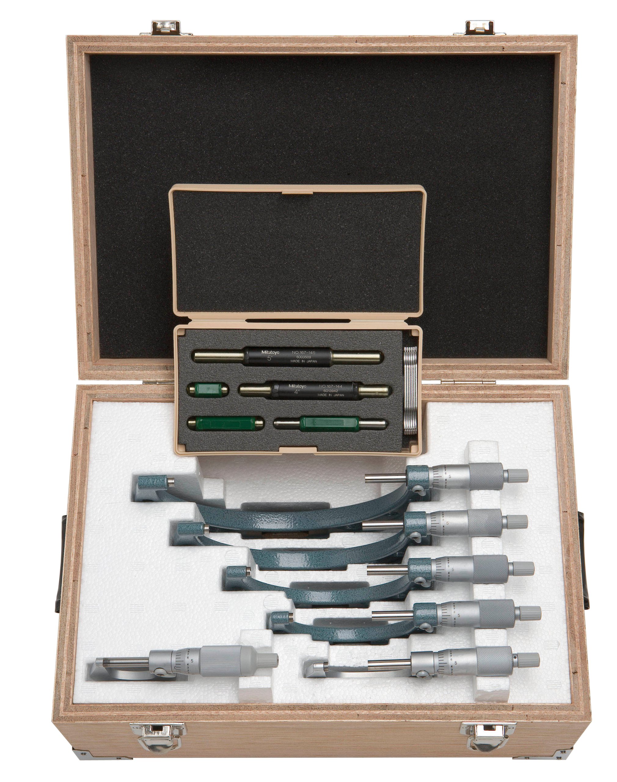 Mitutoyo 103-907-40 Series 103 Outside Micrometer Set, 0 to 6", 6 pieces