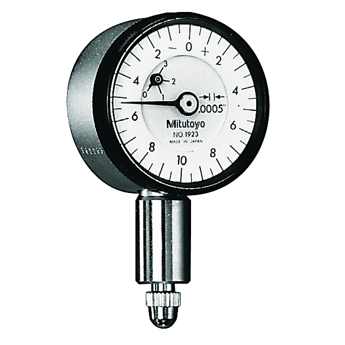 Mitutoyo 1923AB-10 Series 0 Compact Flat-Back Dial Indicator, 0 to 0.05", 0.005" graduation