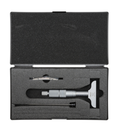 Mitutoyo 129-109 Interchangeable Rod Metric Depth Micrometer, 0 to 50 mm