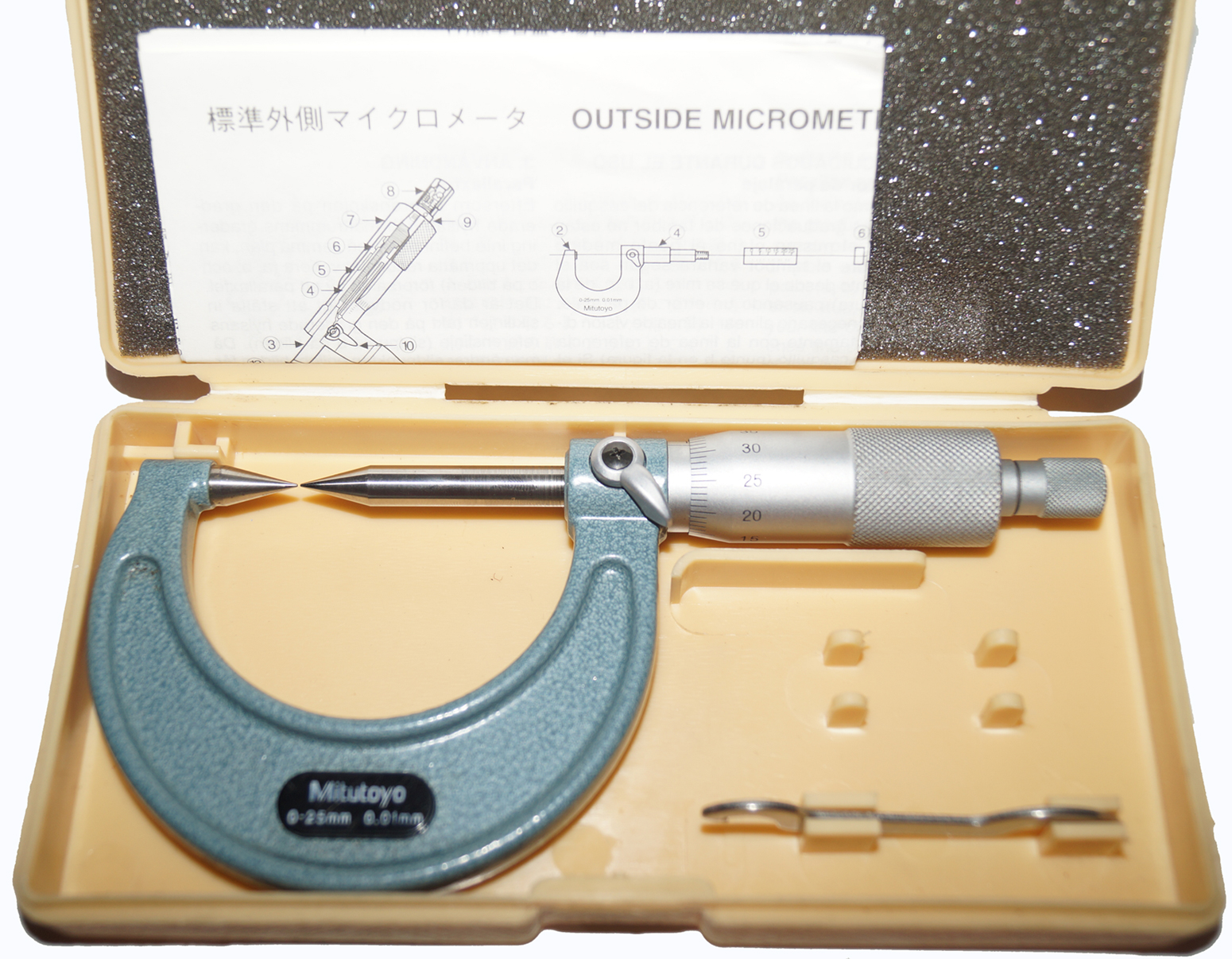 Mitutoyo 112-202 Point Micrometer with hardened tip, 25 to 50 mm