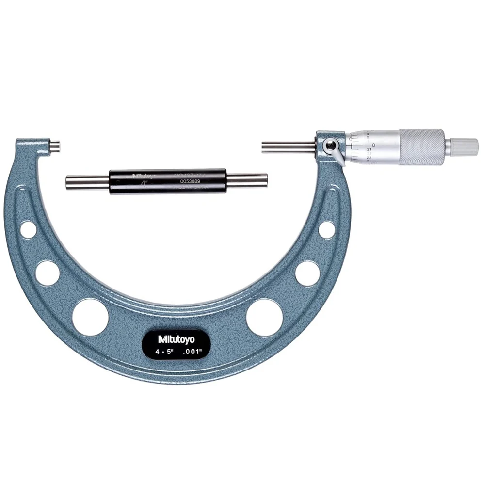 Mitutoyo 103-181 Series 103 Outside Micrometer with ratchet stop, 4 to 5", 0.001"