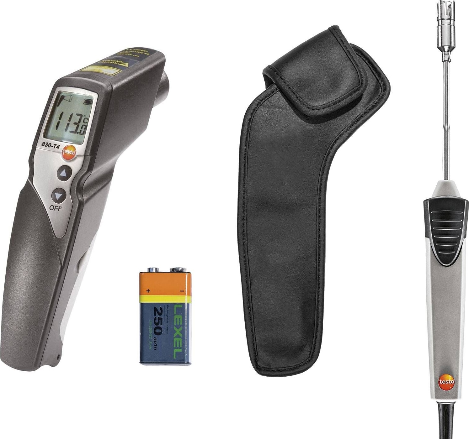 Testo 830-T4 KIT - Infrared Thermometer, 30:1 Optics - Includes Probe