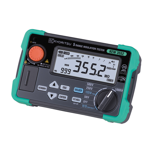 Kyoritsu 3552BT Digital Insulation Resistance Tester with Bluetooth, 6 ranges