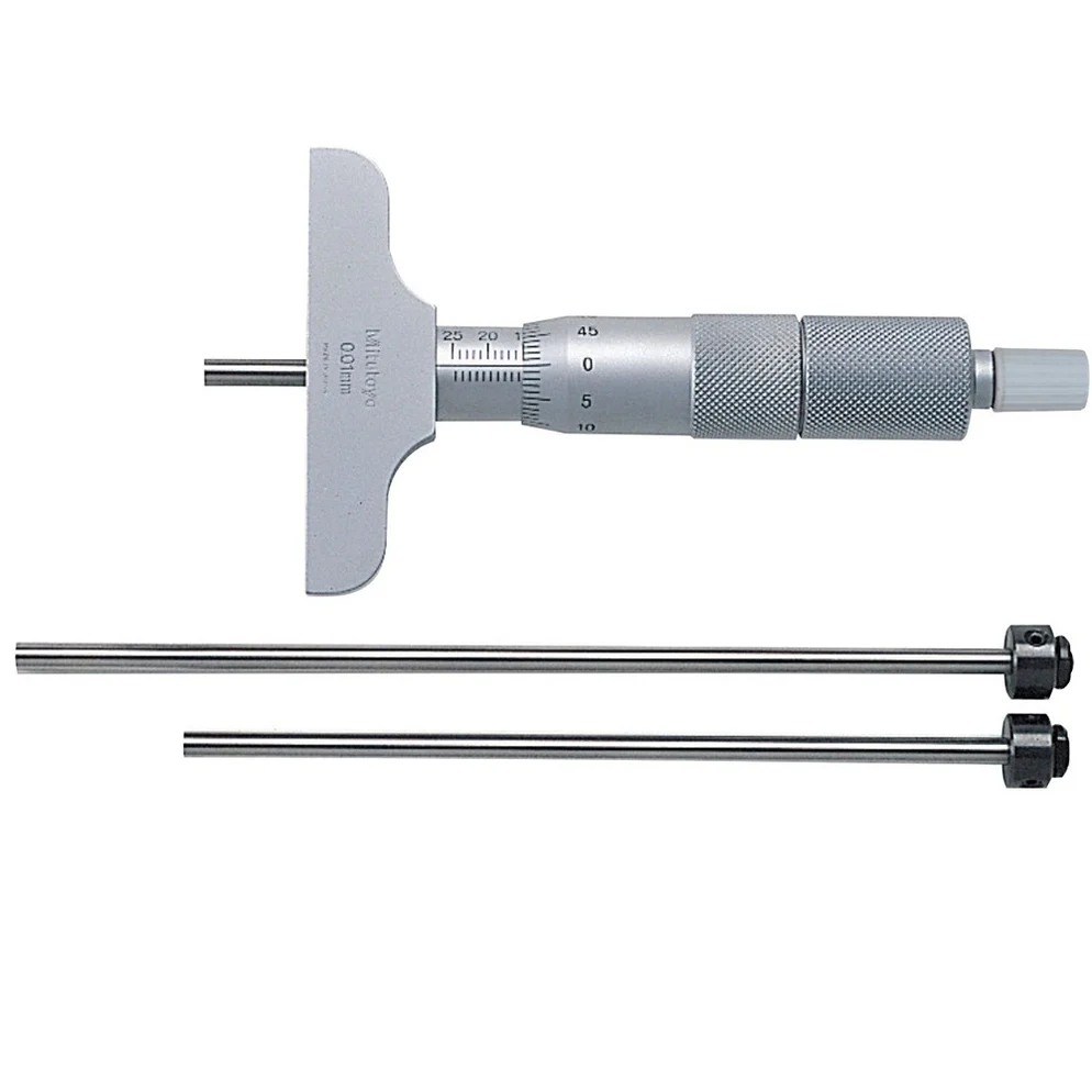Mitutoyo 129-109 Depth Micrometer, Interchangeable Rod, Range 0-50mm