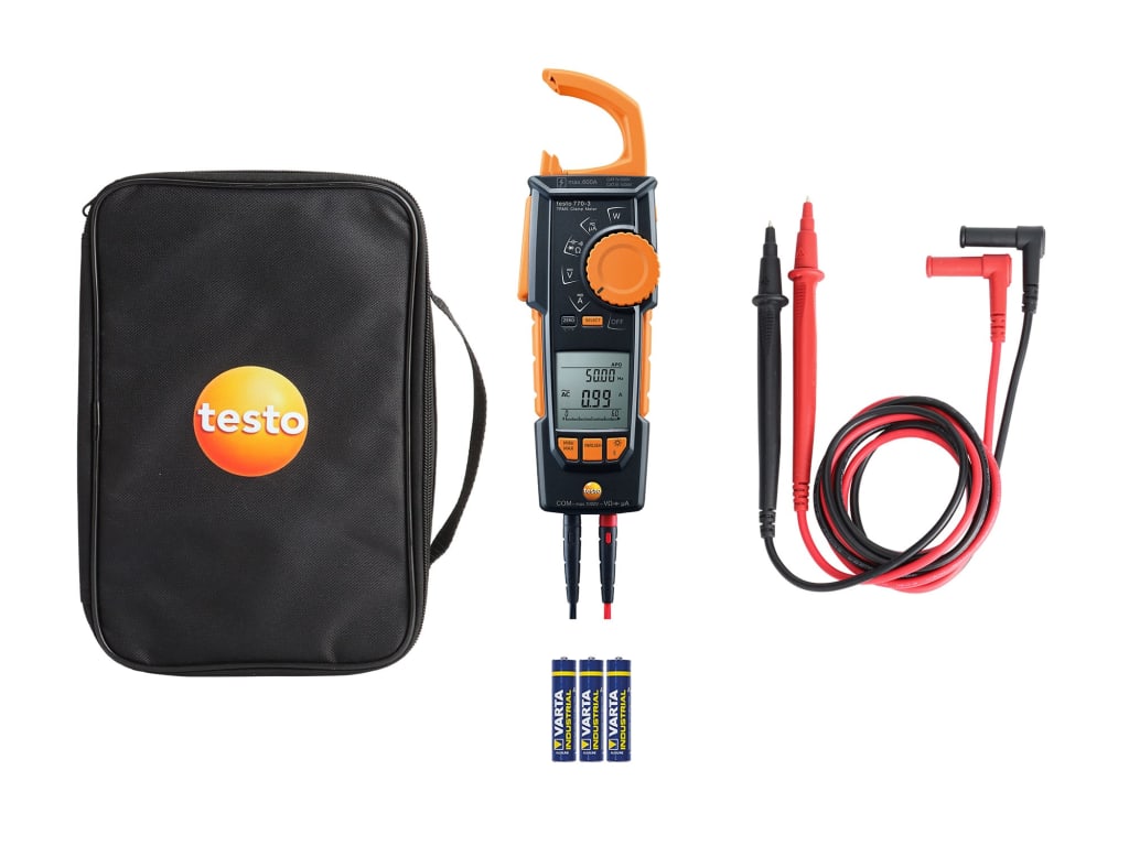 Testo 770-3 Premium Kit - TRMS Hook Clamp Meter Kit (770-3 Meter, Type K T/C, Leads, Magnet, Bag)