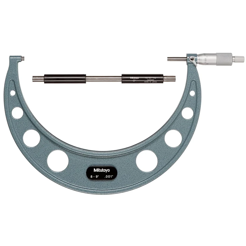 Mitutoyo 103-185 Outside Micrometer With Ratchet Stop, Range 8-9 Inch