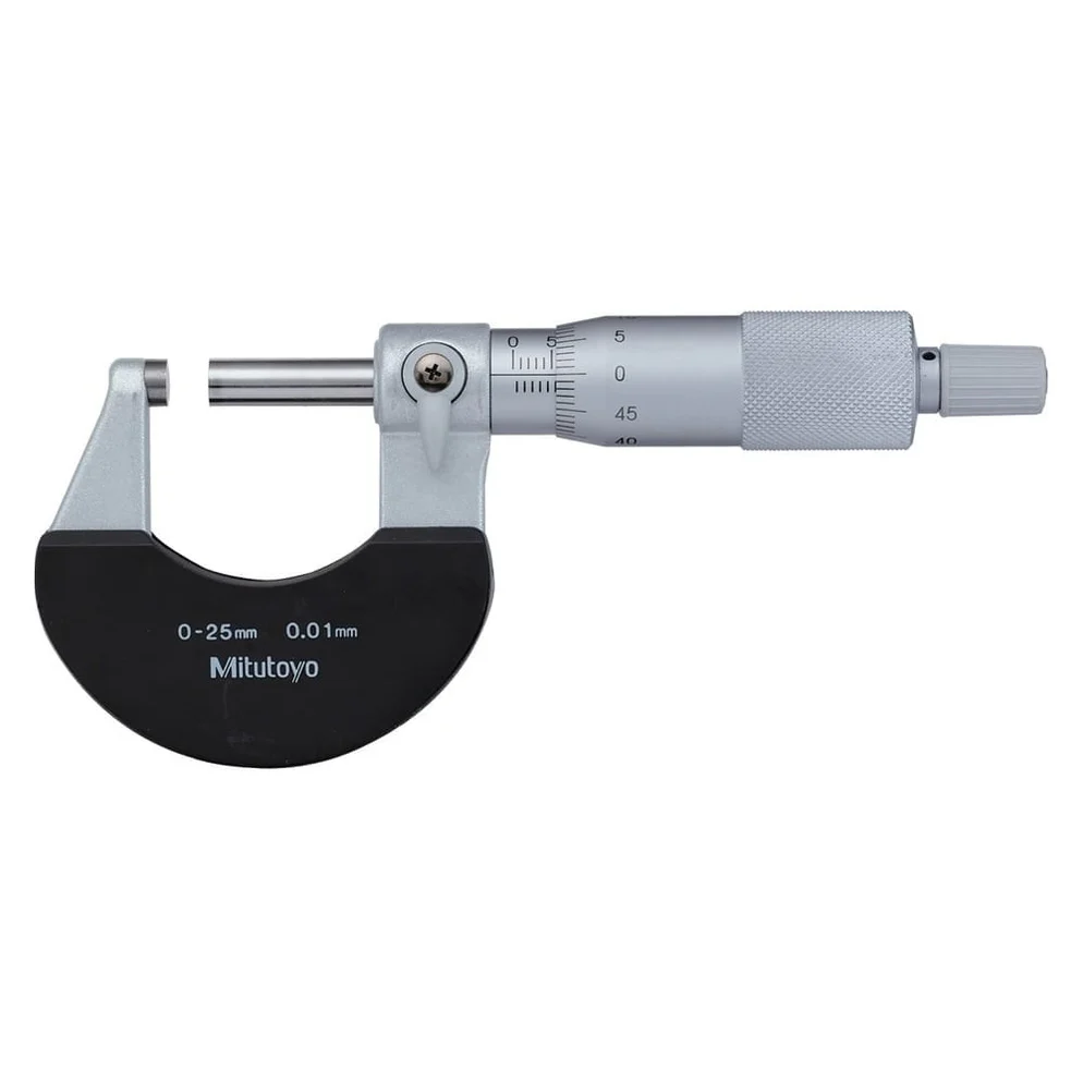 Mitutoyo 102-301 Outside Micrometer with Ratchet Stop, Range 0-25mm