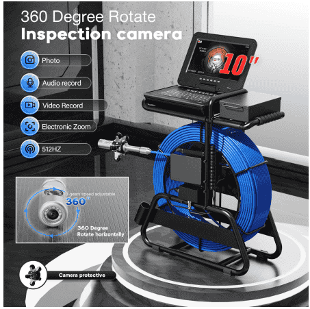 F820DJKBLC32-7C-50M Borescope HD Sewer Pipe Inspection Camera Range 50 Meter Cable 360 degrees10″inch