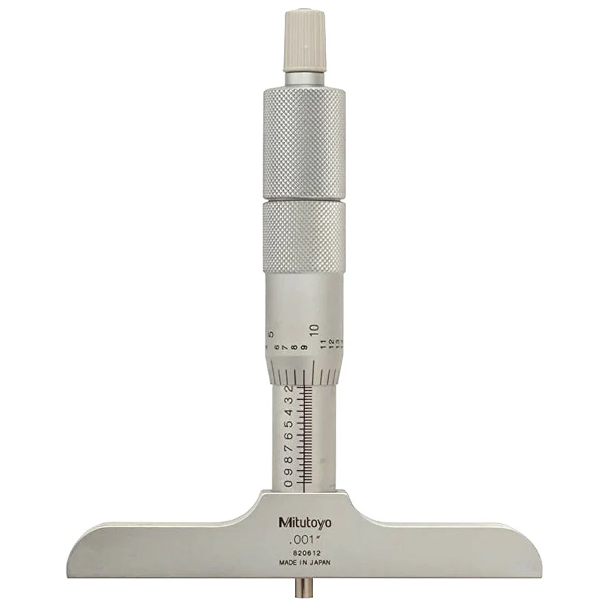 Mitutoyo 129-150 Interchangeable Rod Depth Micrometer, 0-12 inch