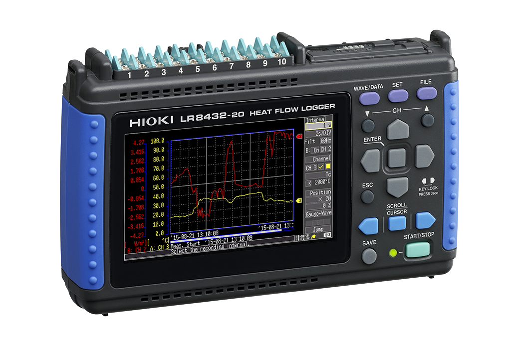 Hioki LR8432-20 Heat Flow Memory HiLogger, 10 Analog Channels, 4 Pulse Channels