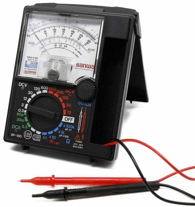 Sanwa SP-18D Analog Multimeter with Built-In Case