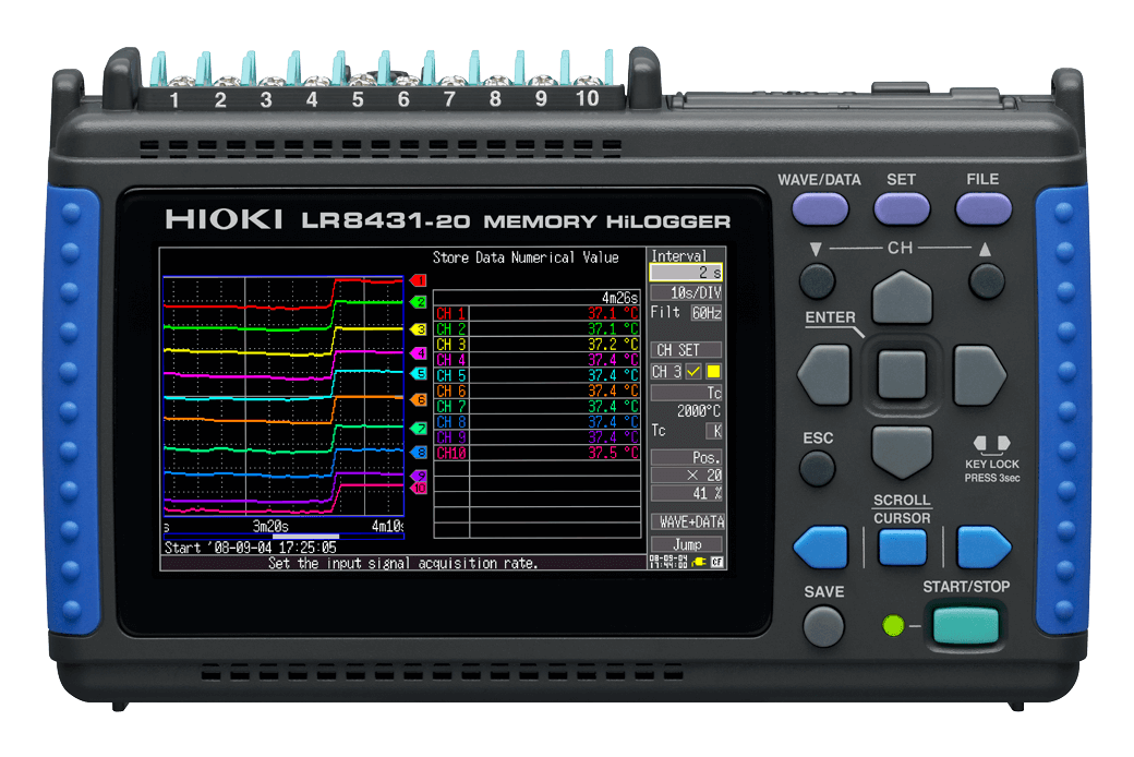 Hioki LR8431-20 PRO Memory HiLogger Kit, 10 channels