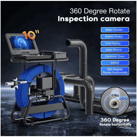 F820DJKBLC32-7C-50M Borescope HD Sewer Pipe Inspection Camera Range 50 Meter Cable 360 degrees10″inch