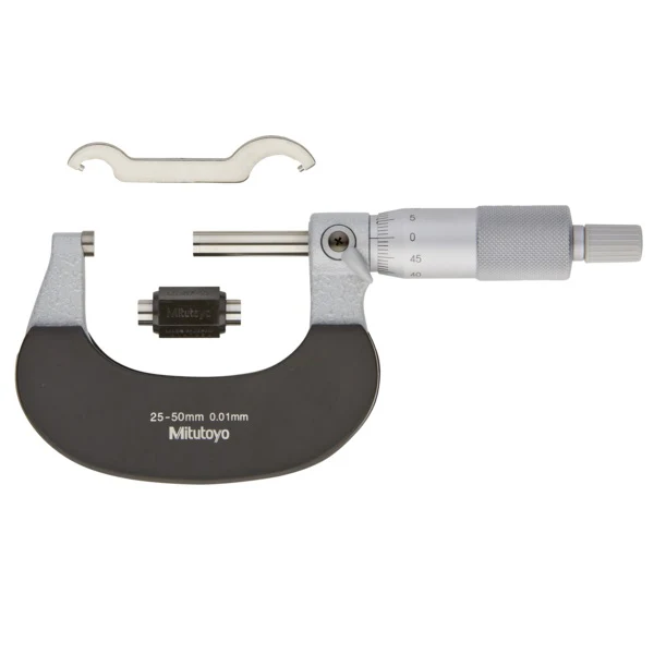 Mitutoyo 102-302 Outside Micrometer With Ratchet Stop, Range 25-50mm